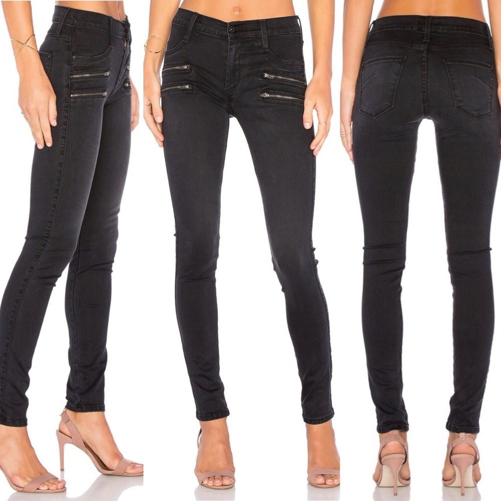 🔥 NEW JAMES JEANS x REVOLVE TWIGGY CRUX BLACKOUT BLACK SKINNY ANKLE DENIM MOTO